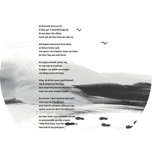 Muurcirkel - Gedicht - Voetstappen in het Zand - Ø 65 cm