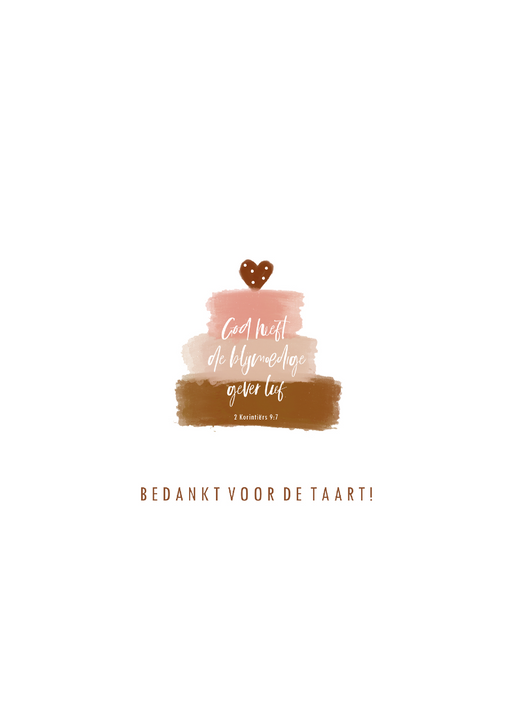 6 Christelijke Kaarten - Bedankt Voor De Taart (2 Kor. 9:7)