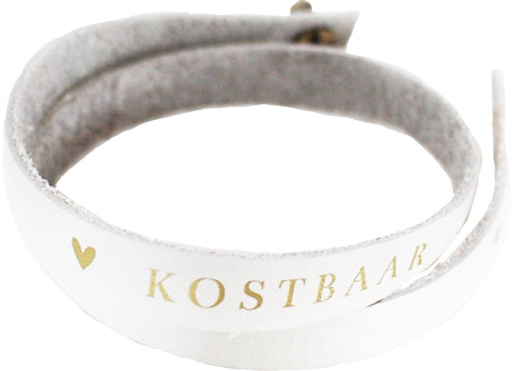 [7434057914950] Leren Wikkelarmband Dames - Kostbaar - Grijswit