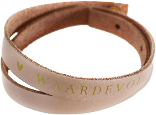 [7434057914967] Leren Wikkelarmband Dames - Waardevol - Poederroze